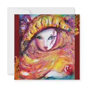 MASK IN YELLOW, MARDI GRAS PARTY purple red violet