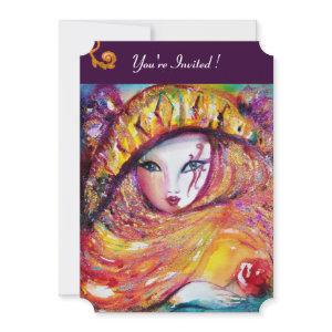MASK IN YELLOW,MARDI GRAS PARTY  purple red violet