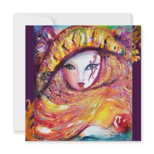 MASK IN YELLOW, MARDI GRAS PARTY purple red violet