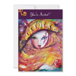 MASK IN YELLOW,MARDI GRAS PARTY  purple red violet
