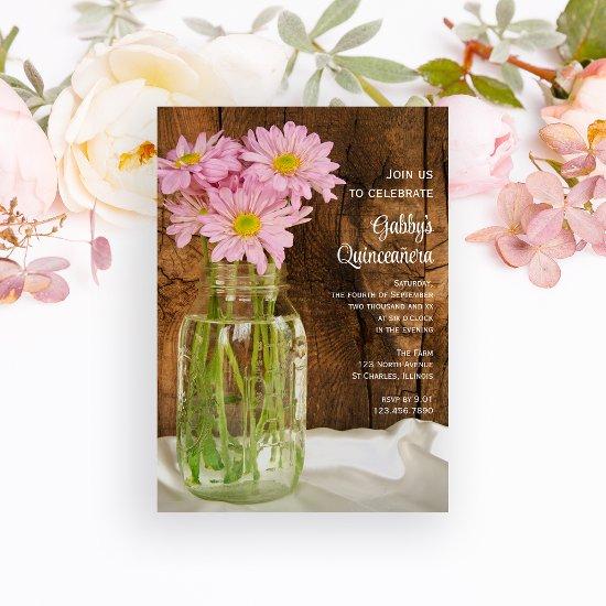Mason Jar and Pink Daisies Quinceañera Barn Party