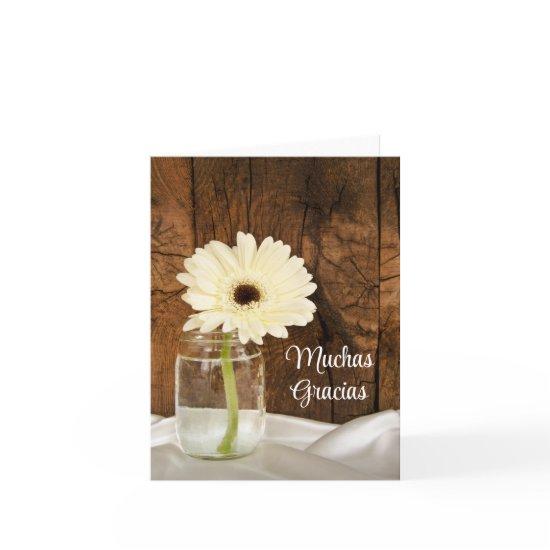 Mason Jar and White Daisy Gracias Thank You