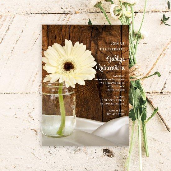 Mason Jar and White Daisy Quinceañera