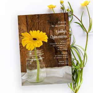 Mason Jar and Yellow Daisy Quinceañera