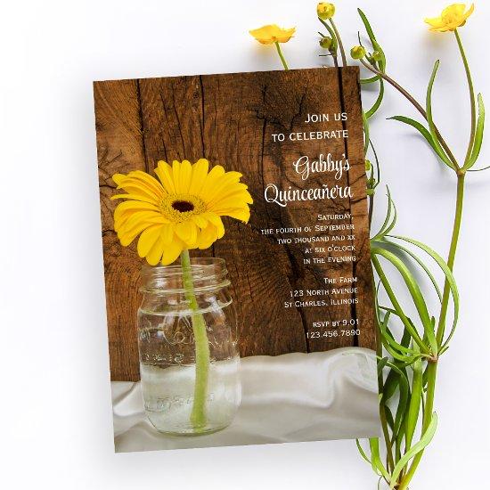 Mason Jar and Yellow Daisy Quinceañera
