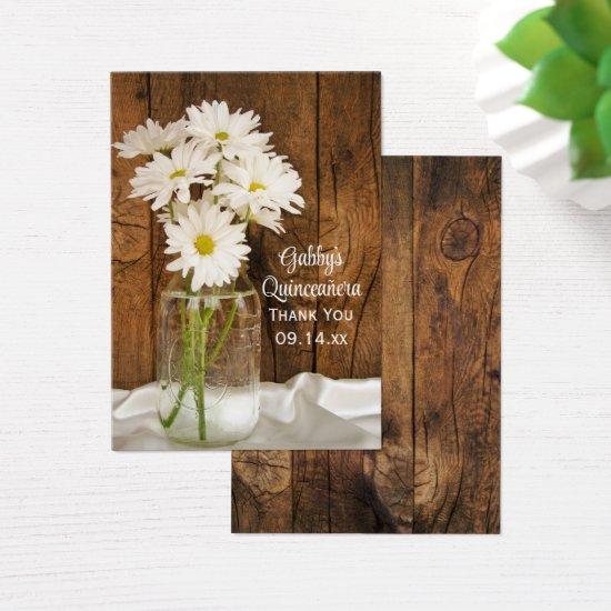 Mason Jar Daisies Thank You Quinceañera Favor Tags