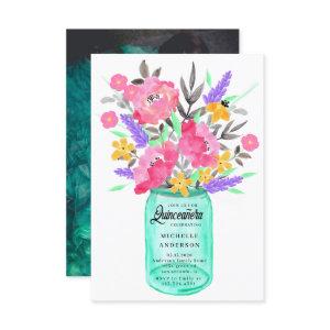 Mason Jar Floral Bouquet Quinceanera Photo Card