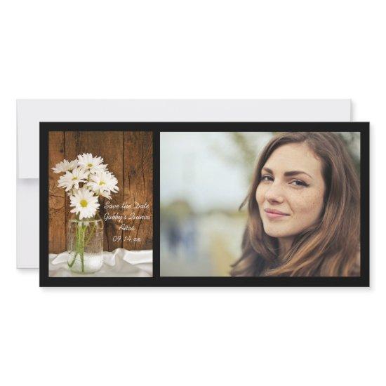 Mason Jar White Daisies Quinceañera Save the Date