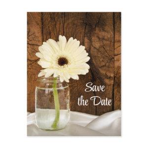 Mason Jar White Daisy Quinceañera Save the Date Announcement Postcard