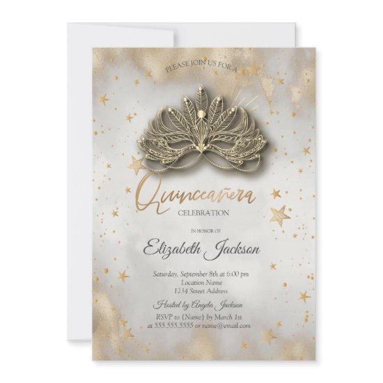 Masque Celestial Stars Gold Quinceanera