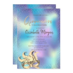 Masque,Confetti Dots Holographic Quinceañera