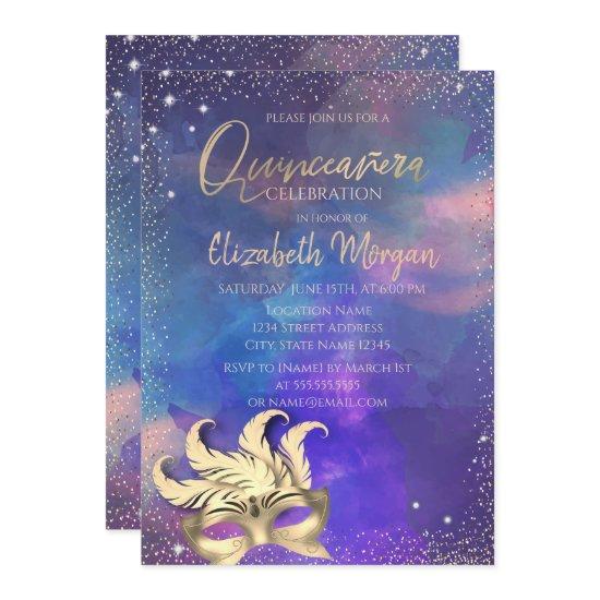 Masque,Confetti Dots Splash Quinceañera