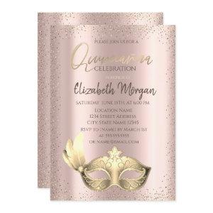 Masque,Confetti Rose Gold Quinceañera