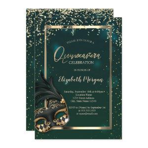 Masque,Frame,Confetti Green Quinceañera