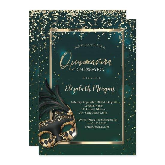 Masque,Frame,Confetti Green Quinceañera