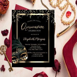 Masque,Frame,Confetti Masquerade Quinceañera