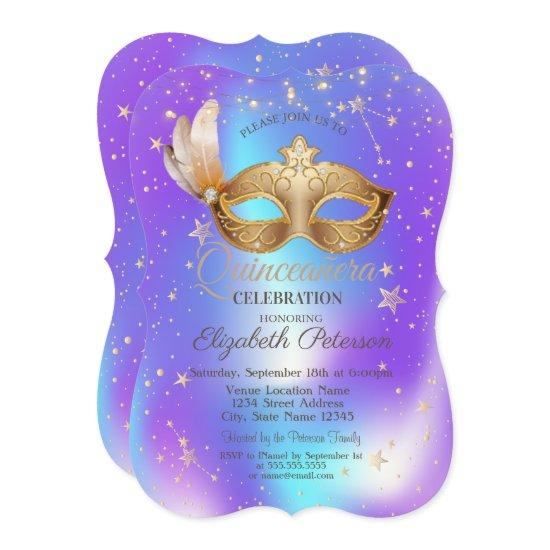 Masque Stars Holographic Quinceañera