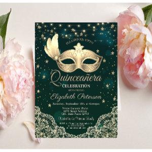 Masque,String Lights,Lace,Stars Green Quinceañera