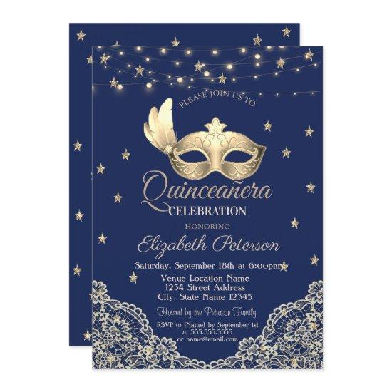Masque,String Lights,Lace,Stars Quinceañera