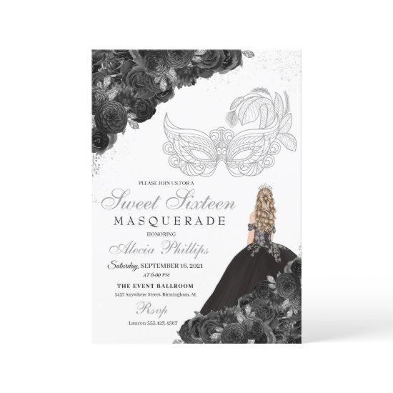 Masquerade Ball Sweet Sixteen Black & Silver