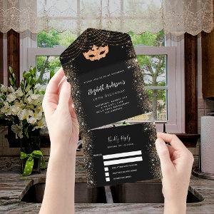Masquerade birthday black gold mask RSVP All In One