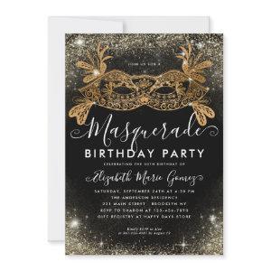 Masquerade Black Gold Glitter Dust Birthday Party