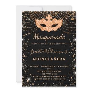 Masquerade black gold glitter dust Quinceanera