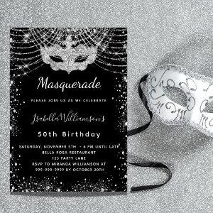 Masquerade black silver glitter birthday party