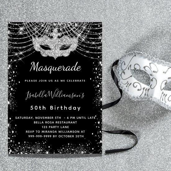 Masquerade black silver luxury birthday party