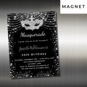 Masquerade black silver luxury birthday party magnetic