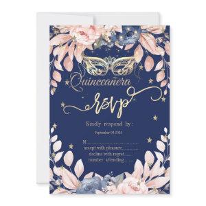 Masquerade,Blue Flowers,Gold Stars RSVP