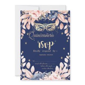 Masquerade,Blue Flowers Stars RSVP