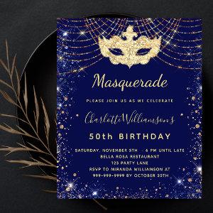 Masquerade blue gold birthday budget
