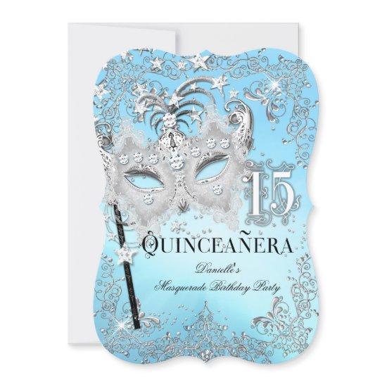 Masquerade Blue Silver Quinceanera Birthday