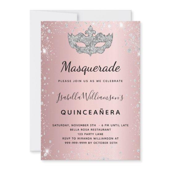 Masquerade blush pink silver Quinceanera