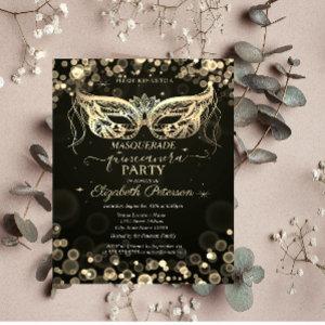 Masquerade Bokeh Dark Quinceañera  Postcard
