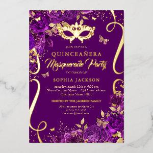 Masquerade Butterfly Purple Quinceanera Foil