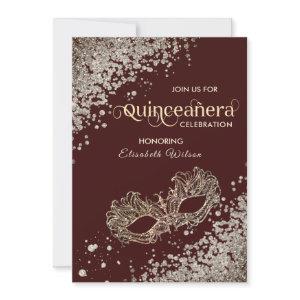 Masquerade diamond luxury Quinceañera burgundy