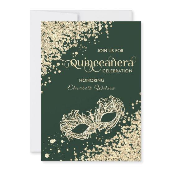 Masquerade diamond luxury Quinceañera green