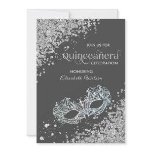 Masquerade diamond luxury Quinceañera grey