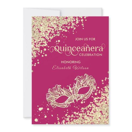 Masquerade diamond luxury Quinceañera pink