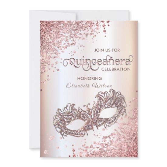 Masquerade diamond luxury Quinceañera rose gold