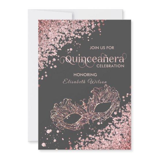 Masquerade diamond luxury Quinceañera rose gold