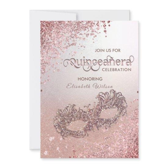 Masquerade diamond luxury Quinceañera rose gold