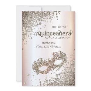 Masquerade diamond luxury Quinceañera soft pink