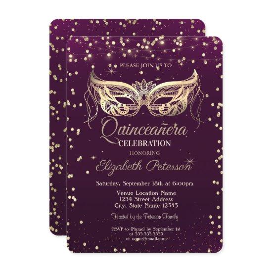 Masquerade,Diamonds,Lights Violet Quinceañera