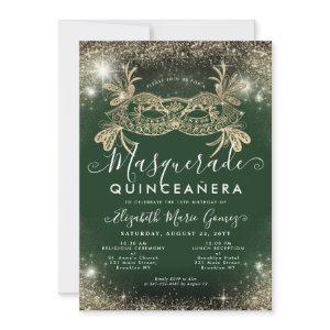 Masquerade Emerald Green Gold Glitter Quinceanera