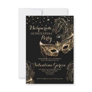 Masquerade glitter quinceanera mask invite