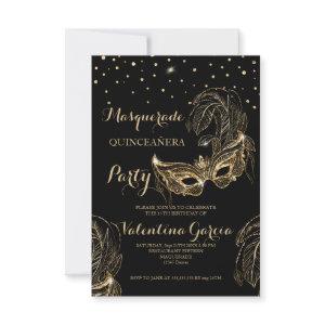Masquerade glitter quinceanera mask invite