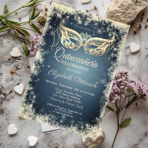 Masquerade,Gold Mask Snowflakes Quinceañera